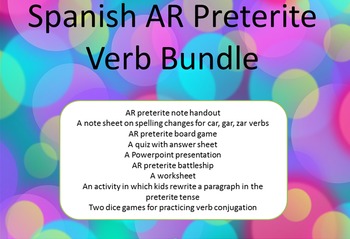 Preview of Spanish AR Preterite Bundle