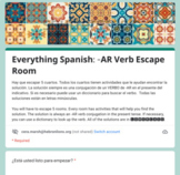 Spanish - AR Verb Escape Room (Google Forms)
