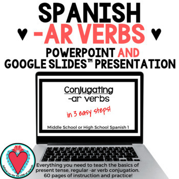 Preview of Spanish AR Verbs Complete Spanish 1 Grammar Lesson, Activities on Conjugation