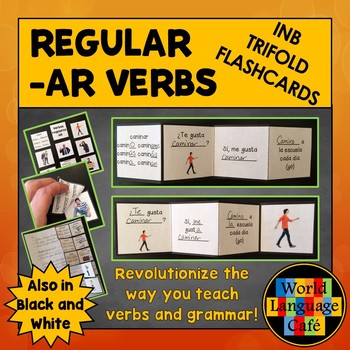 Preview of Spanish AR Verbs Interactive Notebook Trifold Flashcards
