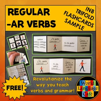 Preview of Spanish AR Verbs Interactive Notebook Trifold Flashcards Sample