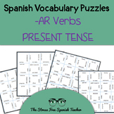 Spanish -AR Verbs, Present Tense Conjugation, Vocabulary Puzzles
