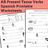 Spanish AR verb practice present tense worksheet no prep packet
