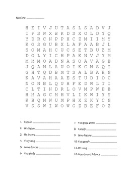 Preview of Spanish AR verb word search