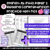 Spanish Ab Initio Practice Reading Exam 3 ☆ Texts + Questi