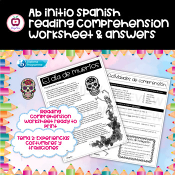 Preview of Spanish Ab Initio Reading Worksheet  ☆ Experiencias: El Día de Muertos