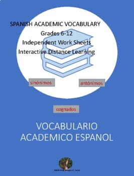 Preview of Spanish Academic Vocabulary  Synonyms and Antonyms Unit