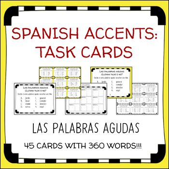 Spanish Accent Mark Task Cards to Practice Las Palabras Agudas | TPT