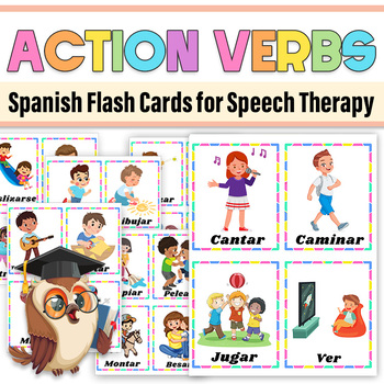 Preview of Spanish Action Verbs Flashcards |Speech Therapy|Action Verbs Vocabulary |Verbos