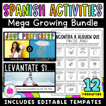 Preview of Spanish Activities and Games Mega Bundle | Speaking Activities | Editable