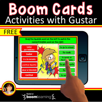 Preview of Spanish Activities with GUSTAR | Spanish BOOM Cards | Digital Task Cards