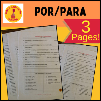 Preview of Spanish Activity Review Por and Para