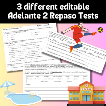 Preview of Spanish Adelante 2 Repaso Test, 3 different editable tests