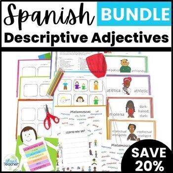 Preview of Spanish Adjectives Activities Lesson Bundle PowerPoint Games