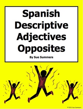 Preview of Spanish Adjectives Opposites - 20 Descriptive Adjectives Worksheet