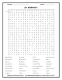 Spanish Adjectives Word Find Puzzles