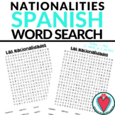Spanish Adjectives of Nationality Word Search
