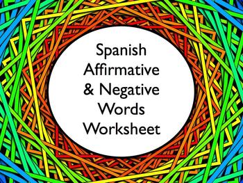 indefinite and negative words spanish worksheet