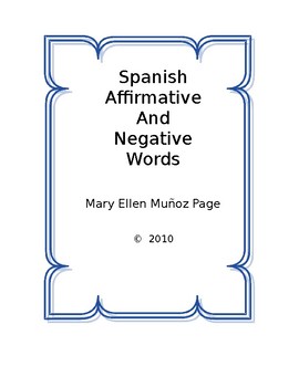 Preview of Spanish Affirmative and Negative Words  [revised]