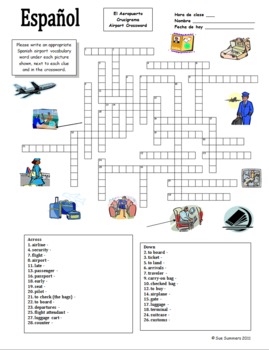 travel vocabulary crossword spanish