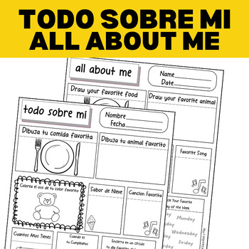 Preview of Spanish All About Me Worksheets - All About Me Paper in Spanish - Todo Sobre Mí