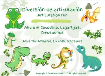 Preview of Spanish Alligators Dinosaurs Lizards Articulation Sentences Caimanes Dinosaurios