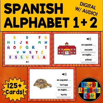 Preview of Spanish Alphabet Boom Cards Spanish Digital Flashcards Task Cards