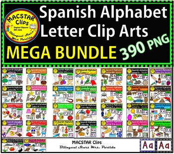 Preview of Spanish Alphabet Clip Art  MEGA BUNDLE  Clip Arts Personal and Commercial Use