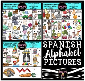 Preview of Spanish Alphabet Clip Art Mega Bundle {Educlips Clipart}