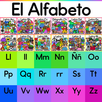 Spanish Alphabet Clipart - Growing Bundle by The Bilingual Rainbow