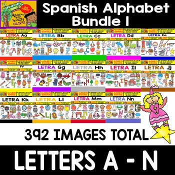 Preview of Spanish Alphabet Clipart Set - Bundle 1 - Letters from A to N