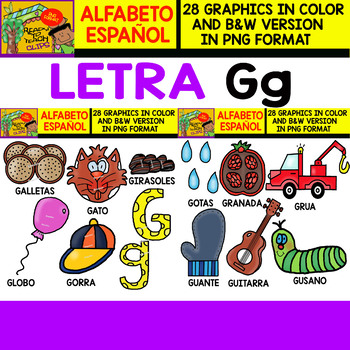 Spanish Alphabet Clipart Set - Letter G - 28 Items by Ready to Teach Clips