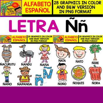 Spanish Alphabet Clipart Set Letter N 28 Items By Ready To Teach Clips