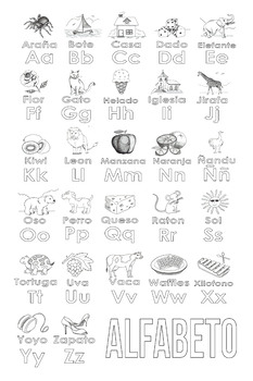Spanish Alphabet Coloring Page by Katie Santana | TpT