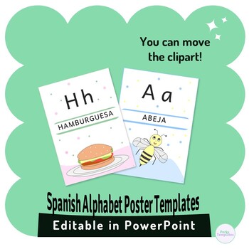 Preview of Spanish Alphabet Editable Posters | Alphabet Clipart | Spanish Classroom Decor