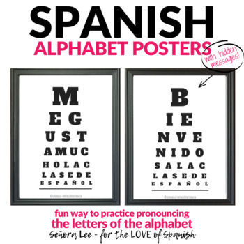 Preview of Spanish Alphabet Posters Printable Classroom Eye Charts Pronunciation Assessment