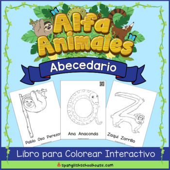 Preview of Spanish Alphabet Interactive Coloring Book & Videos {Alfa Animales}