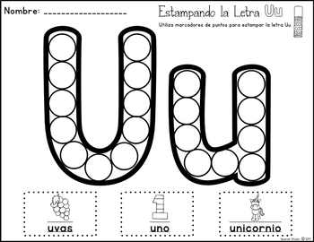 spanish alphabet worksheets letter u by spanish studio tpt