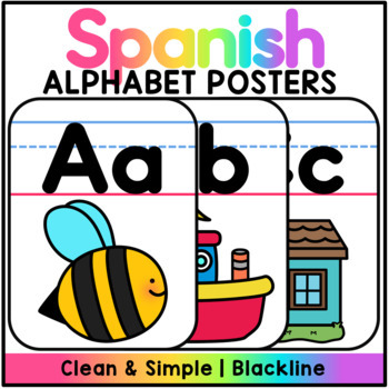 Spanish Alphabet Posters - Clean & Simple by The Bilingual Rainbow