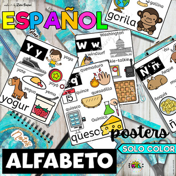 Spanish Alphabet Posters Flashcards Tarjetas Carteles del Alfabeto SOLO ...