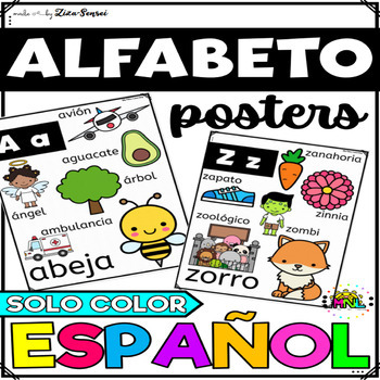 Preview of Spanish Alphabet Posters Picture Cards Flashcards Tarjetas Carteles Alfabeto