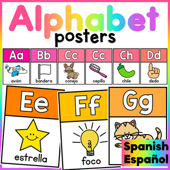 Preview of Spanish Alphabet Posters - Gradient Rainbow