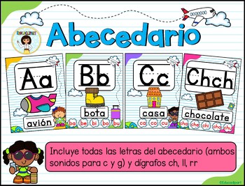 Spanish Alphabet Posters Travel (Abecedario Viaje) by Educaclipart