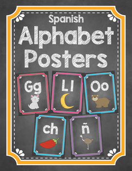 Spanish Alphabet Posters | Word Wall Letters Spanish Classroom Decor