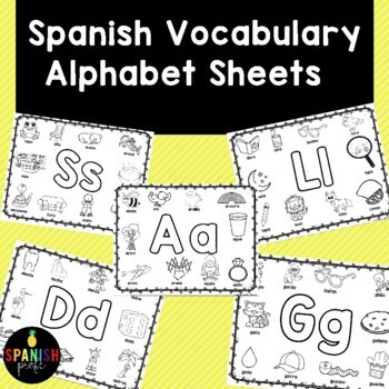Spanish Alphabet Vocabulary Coloring Sheets by Spanish Profe | TpT