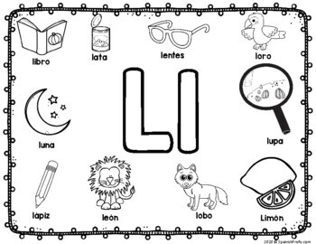 Spanish Alphabet Vocabulary Coloring Sheets by Spanish Profe | TpT