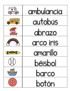 Preview of Spanish Word Wall:  Spanish Alphabet Vocabulary Cards