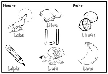 Spanish Alphabet Worksheets to color by CUTE MATERIALS | TpT