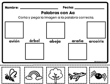 Spanish Alphabet Worksheet | Spanish Beginning Sounds | TPT
