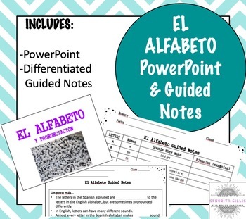 Preview of Spanish Alphabet and Pronunciation PowerPoint and Guided Notes (El Alfabeto)